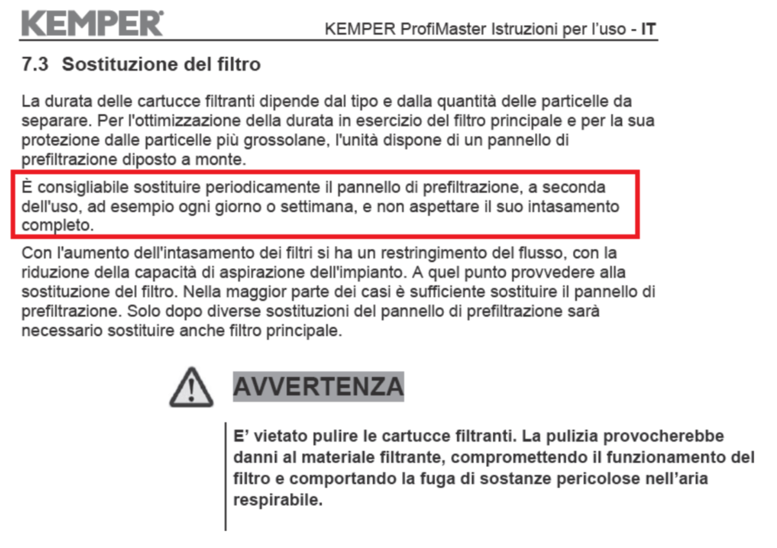 Manuale istruzioni aspiratore