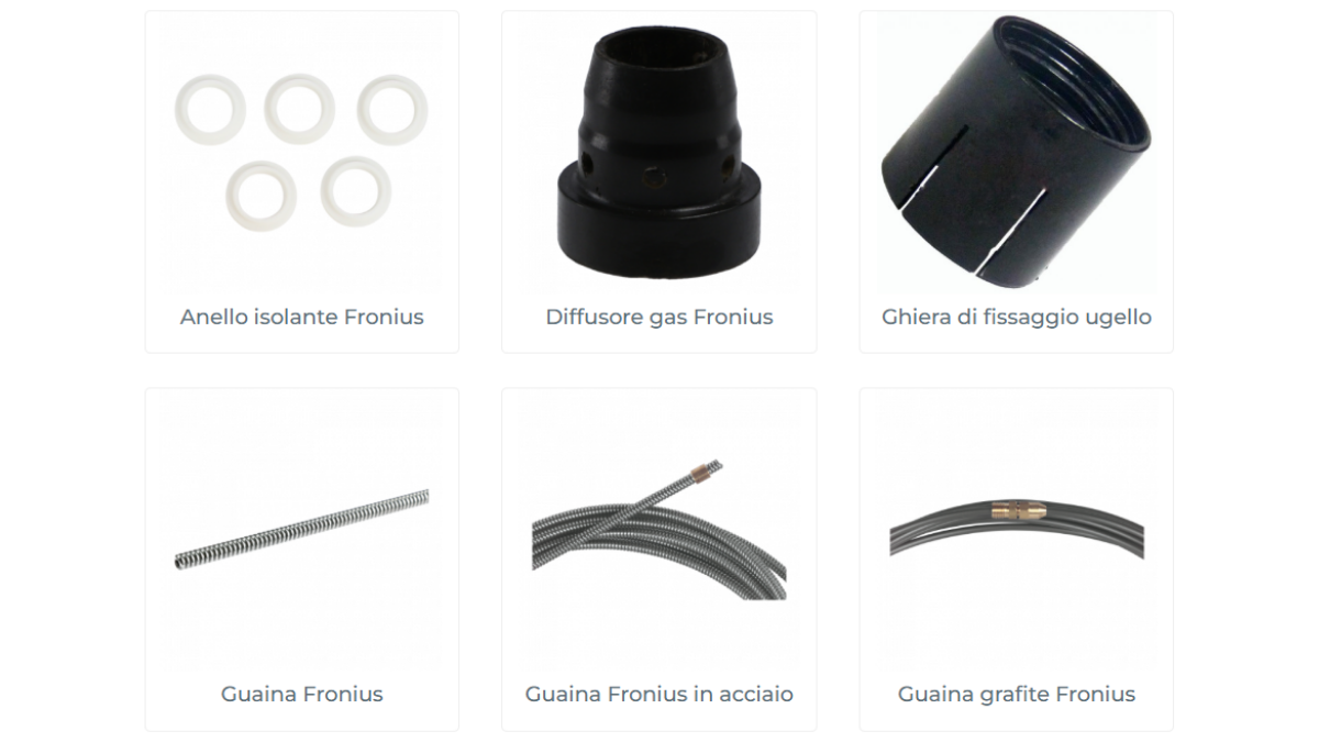 kit ricambi consumabili torcia MIG Fronius ugelli e punte guidafilo