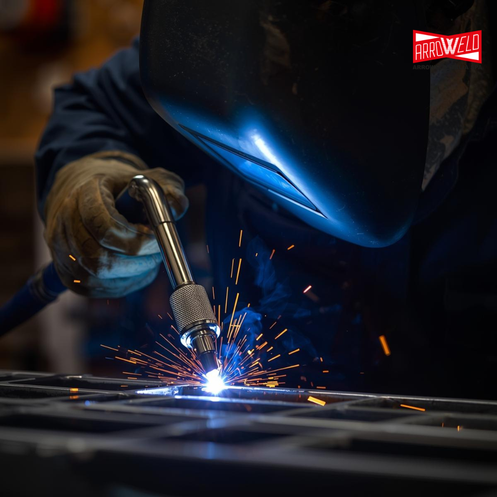 saldatura TIG alluminio con torcia professionale e arco in corrente alternata